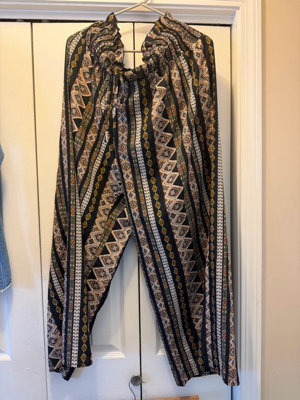 SHEIN Black Multicolor Geometric Wide Leg Pants